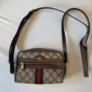 Gucci  GG Supreme Monogram Mini Ophidia Shoulder Bag Brown